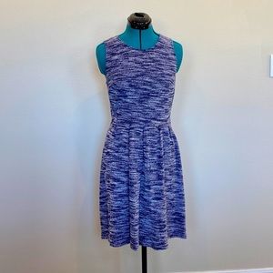 Ann Taylor Loft Blue/White Sleeveless Knitted 100% Cotton Scooped Neck Dress